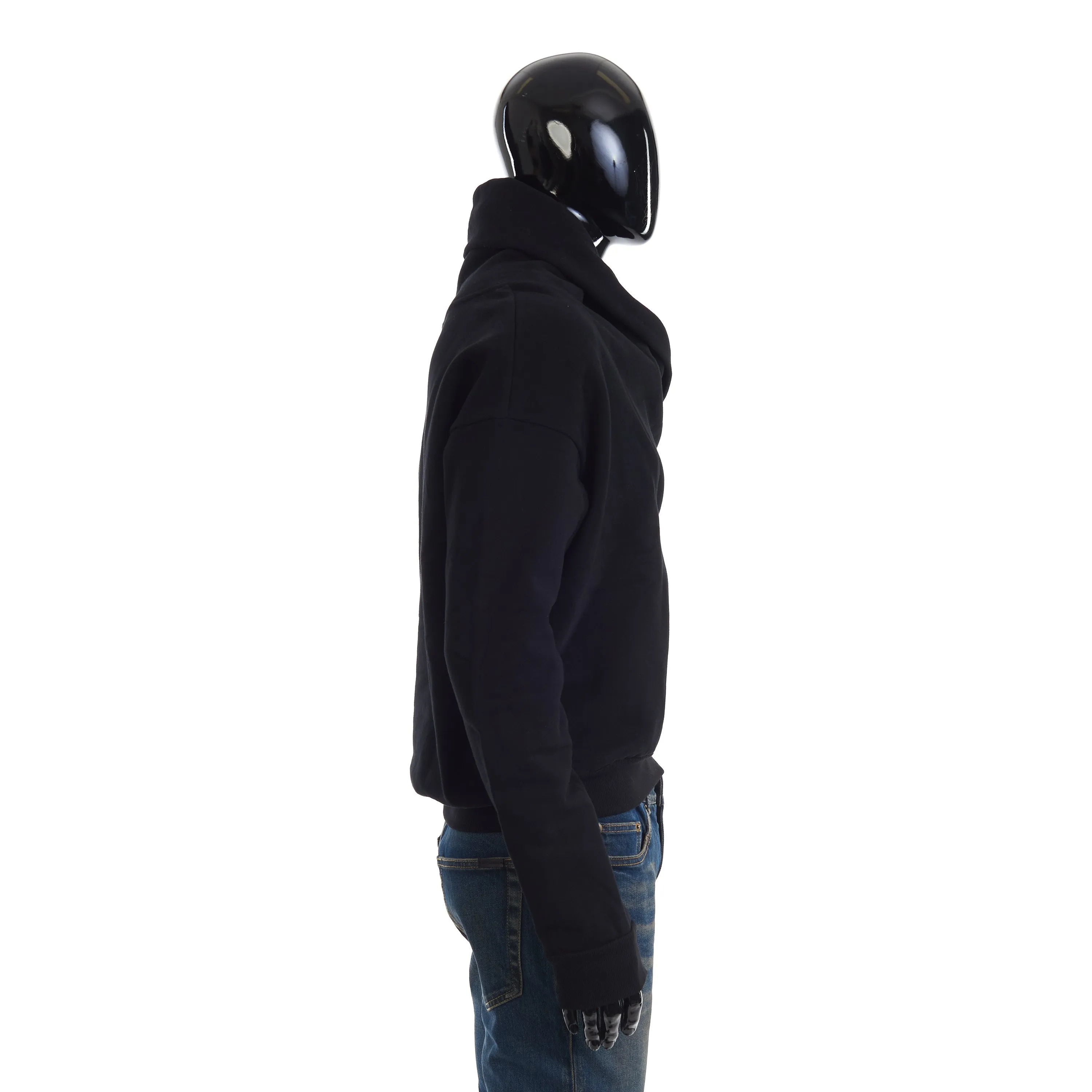 Black Shawl-Neck Sweatshirt