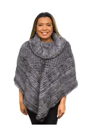 Blue Iris Knitted Mink Poncho