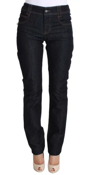Blue Regular Fit Sequined Cotton Denim Jeans