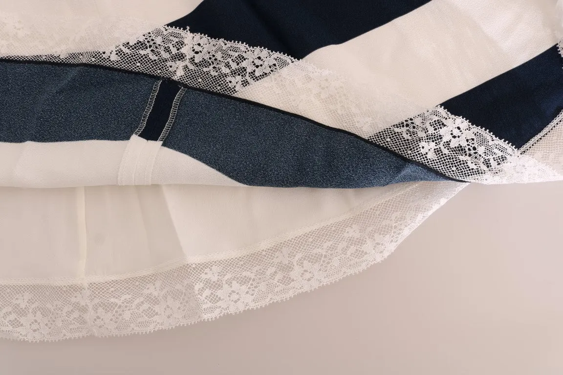 Blue White Cherry Sequined Stretch Dress