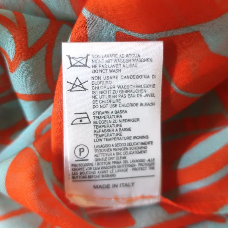 Blumarine Sequined Chiffon Tunic Top Orange Printed Silk Size 38
