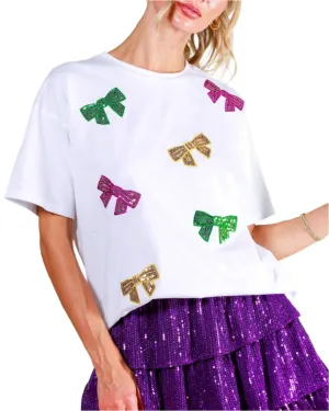 Bow Sequin Mardi Gras Top