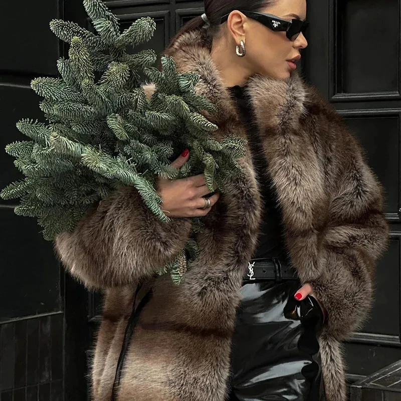 Brand Jacket Women Warm Long Fur Furry High Fox Luxury Super Overcoat Affordable luxury Professional service Fur Female Coat Winter Fluffy Faux Street 