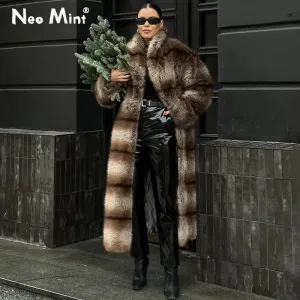 Brand Jacket Women Warm Long Fur Furry High Fox Luxury Super Overcoat Affordable luxury Professional service Fur Female Coat Winter Fluffy Faux Street 