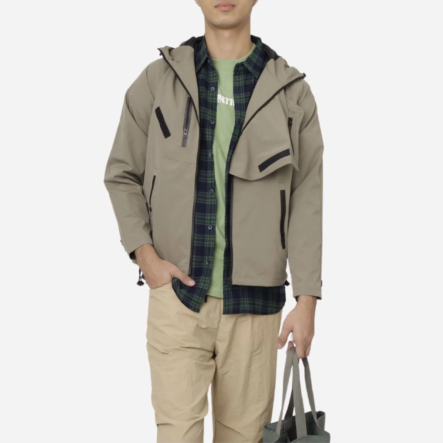 Branded Men's Lightweight Utility Jacket Olive