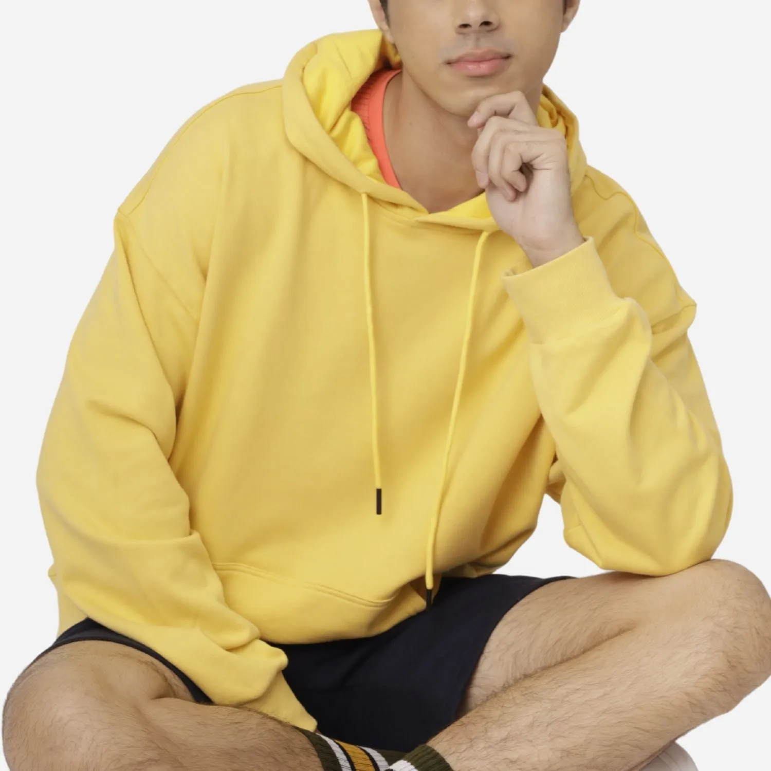 Branded Men's Plain Pullover Hoodie Jacket Yellow