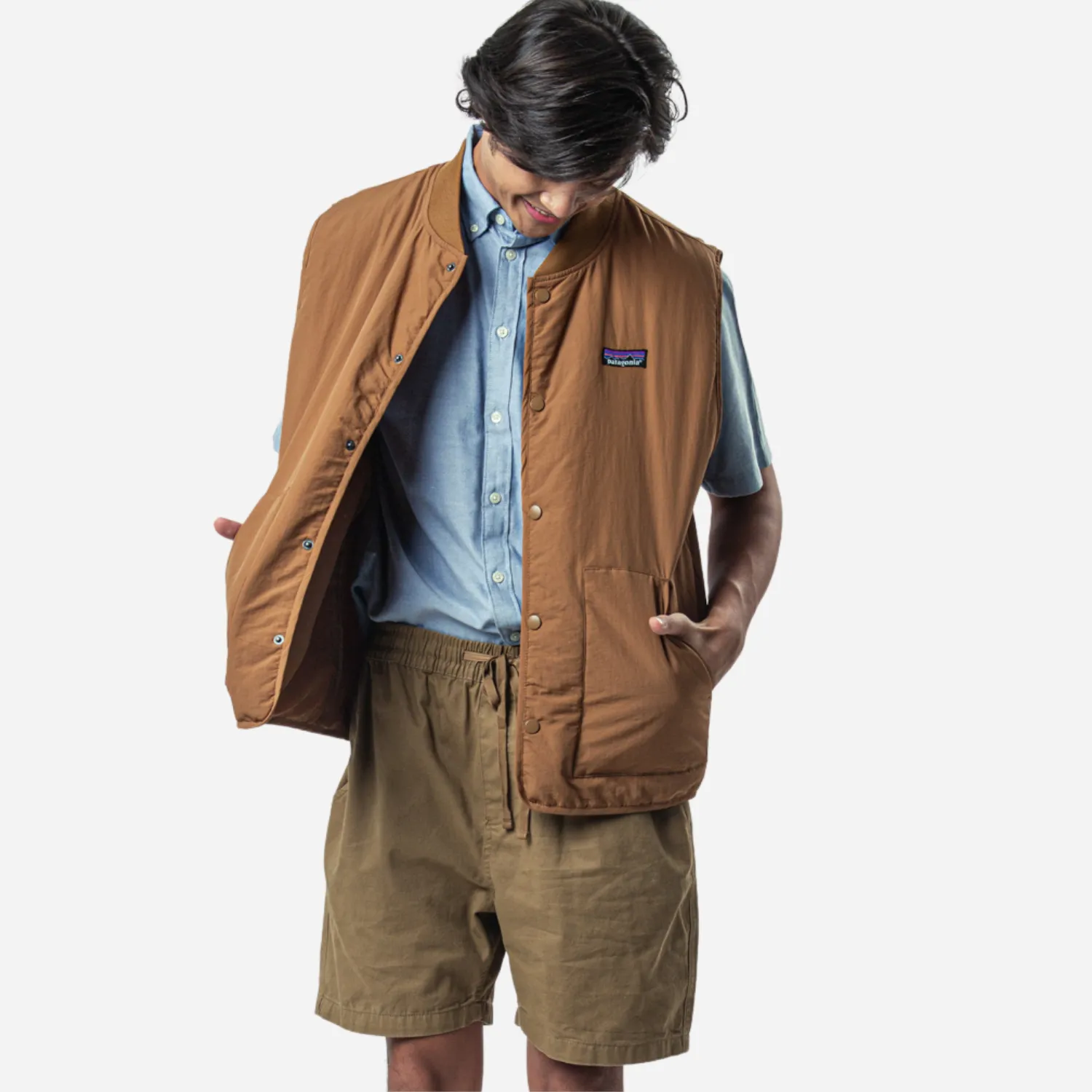 Branded Men's Puffer Vest Brown