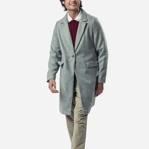 Branded Men's Winter Wool Trench Coat Light Gray