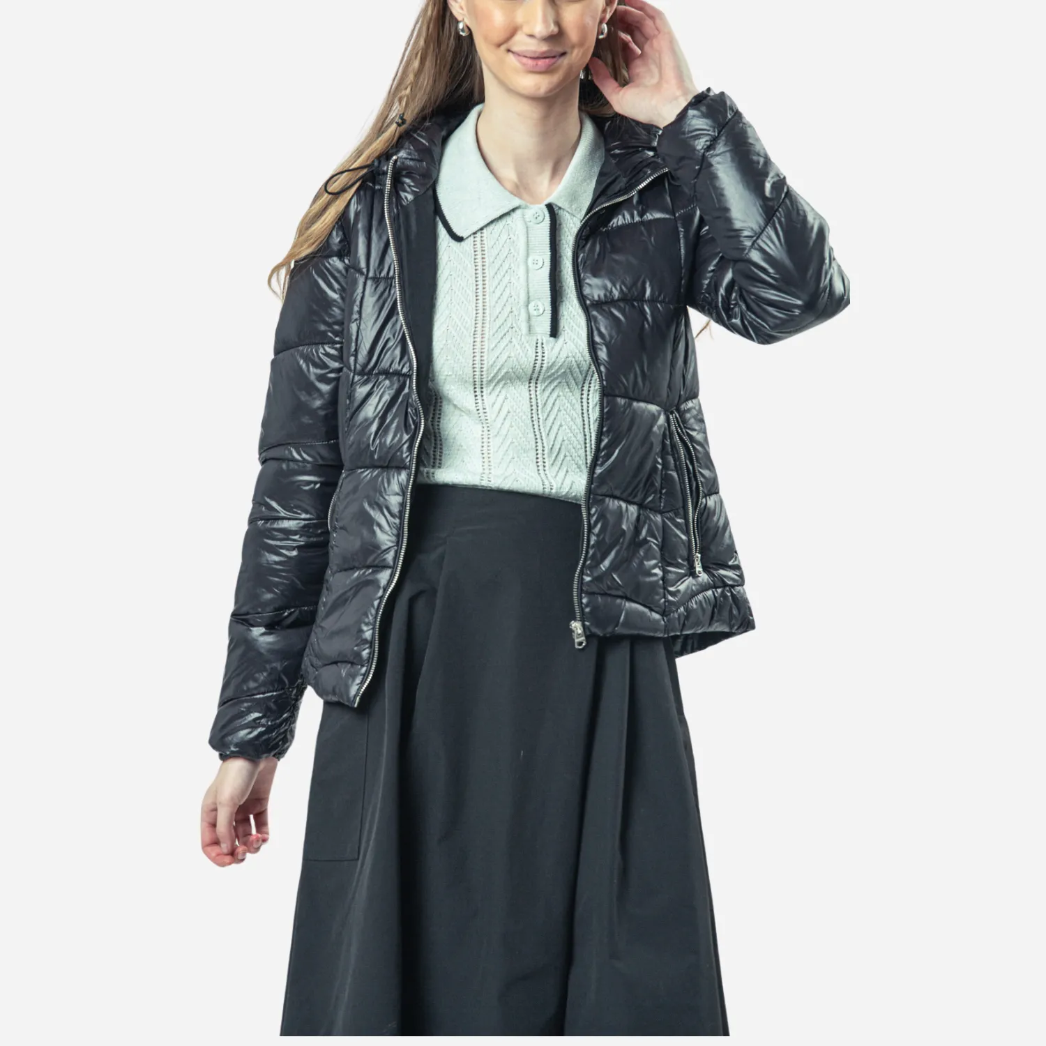 Branded Women's Puff Jacket Black