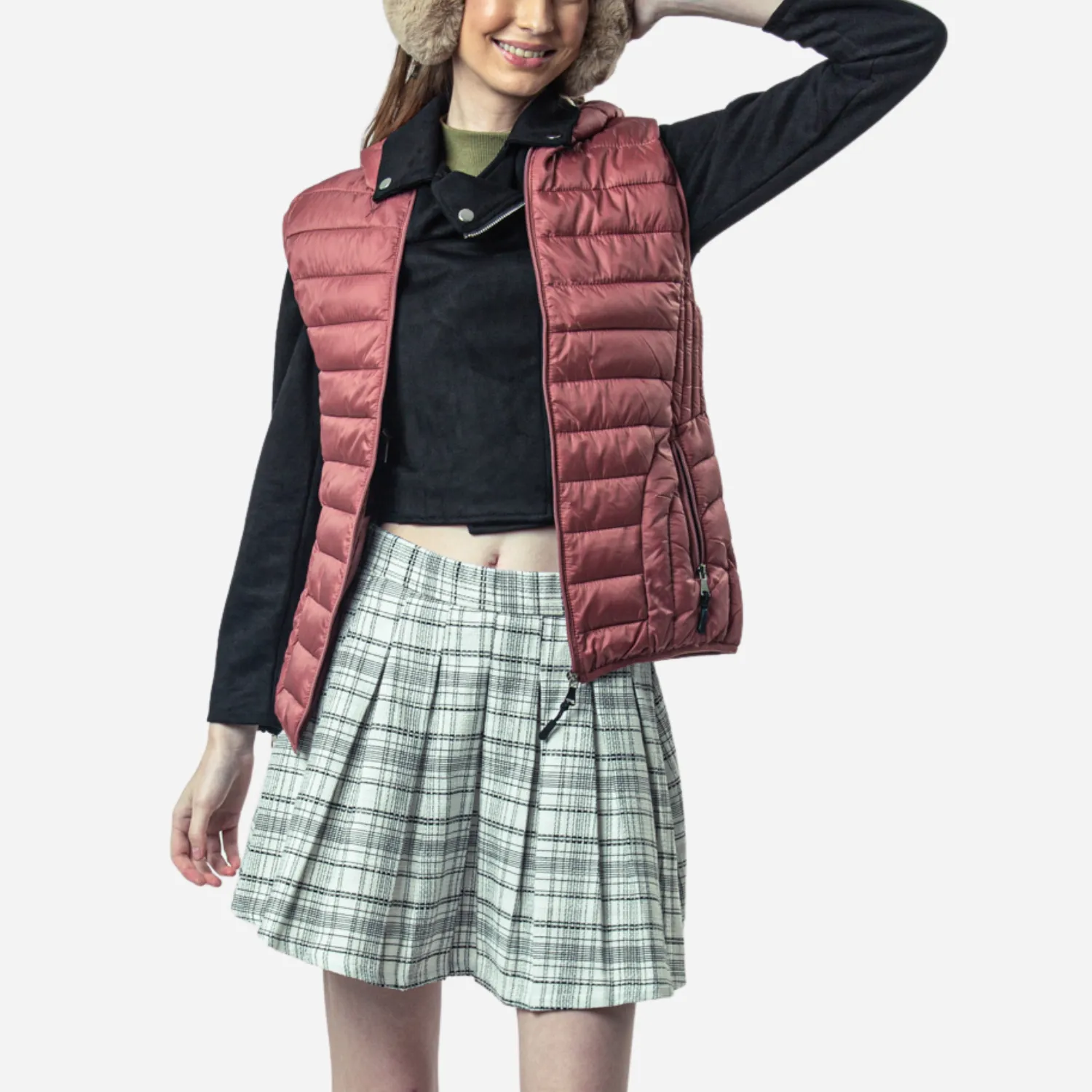 Branded Women's Puffer Vest Pink