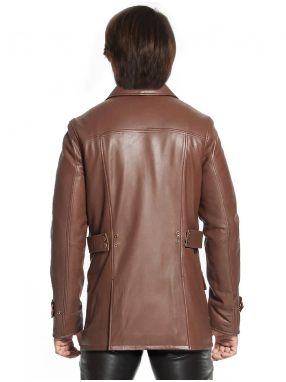Brown Lambskin Leather Flap Pocket Coats for Men