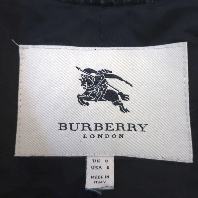 Burberry London Tiered Coat Black Sequined Tweed Size US 6 Belted Jacket