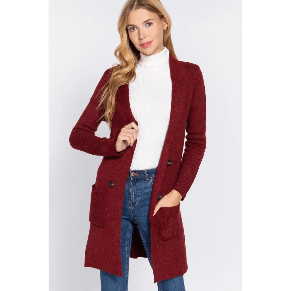Button and pocket sweater jacket