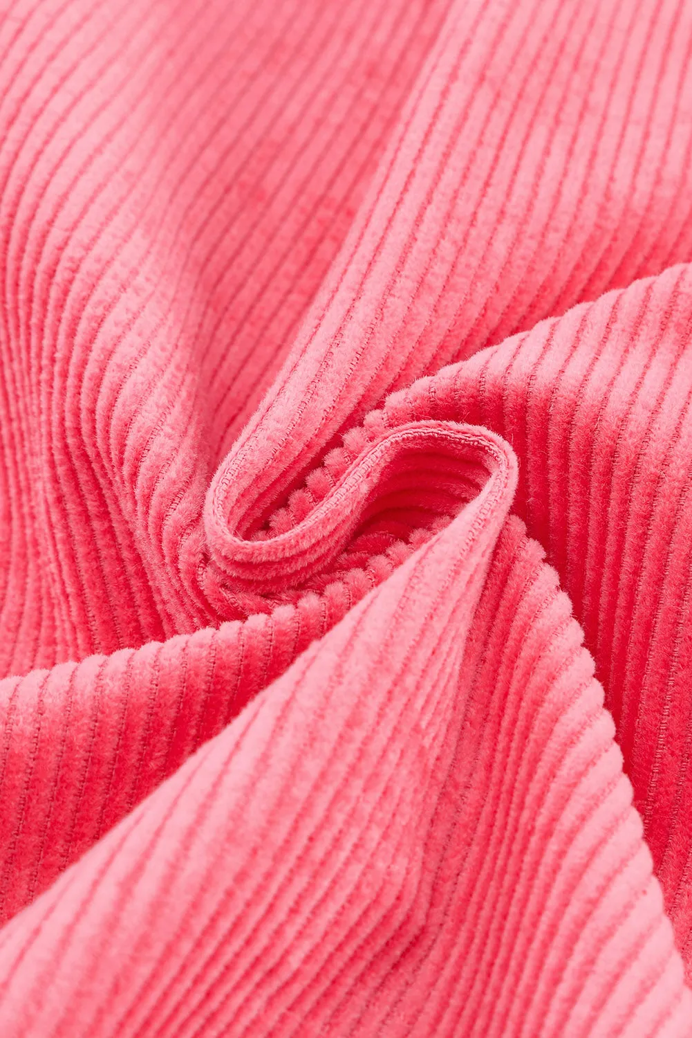 Buttoned Flap Pocket Pink Corduroy Jacket