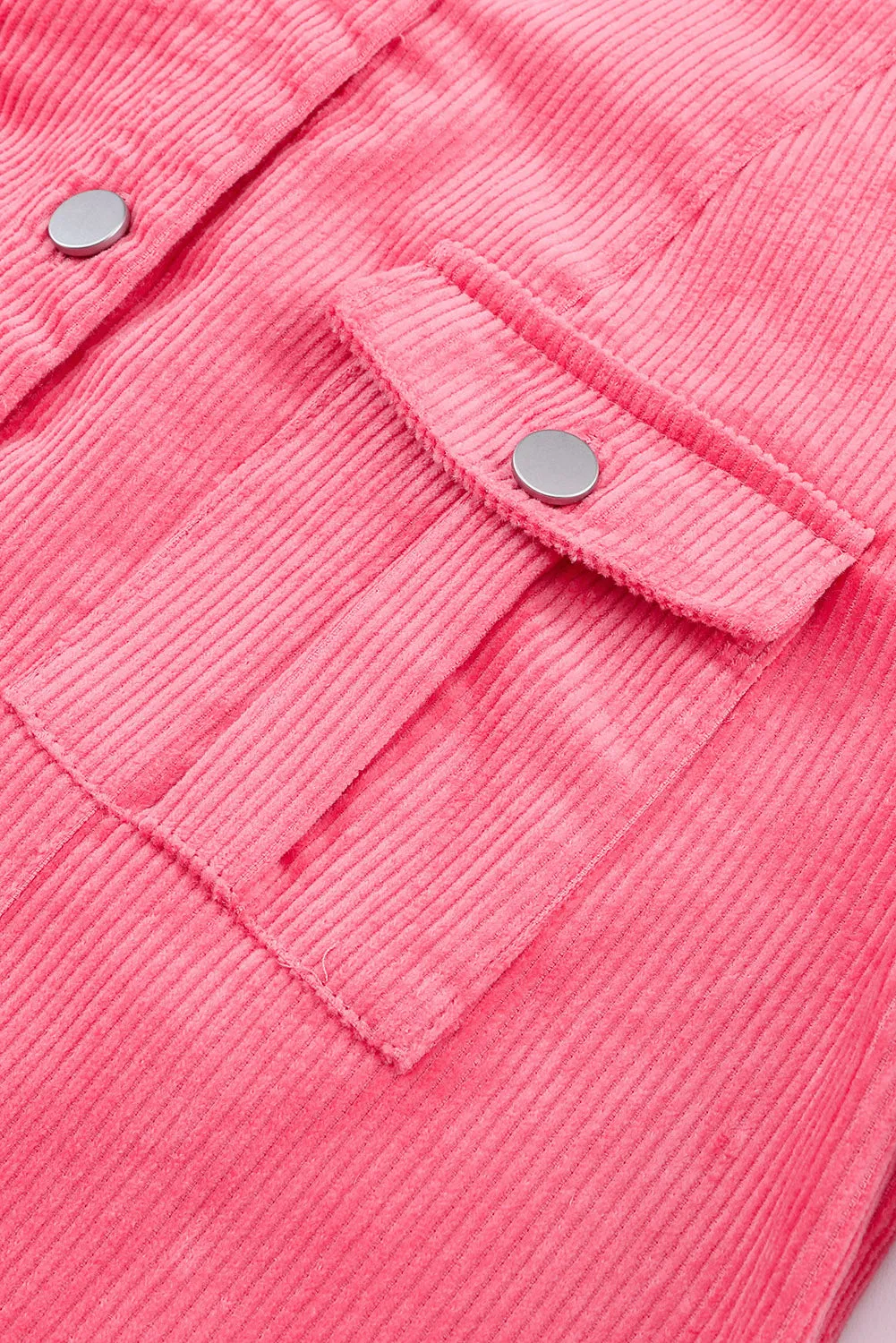 Buttoned Flap Pocket Pink Corduroy Jacket