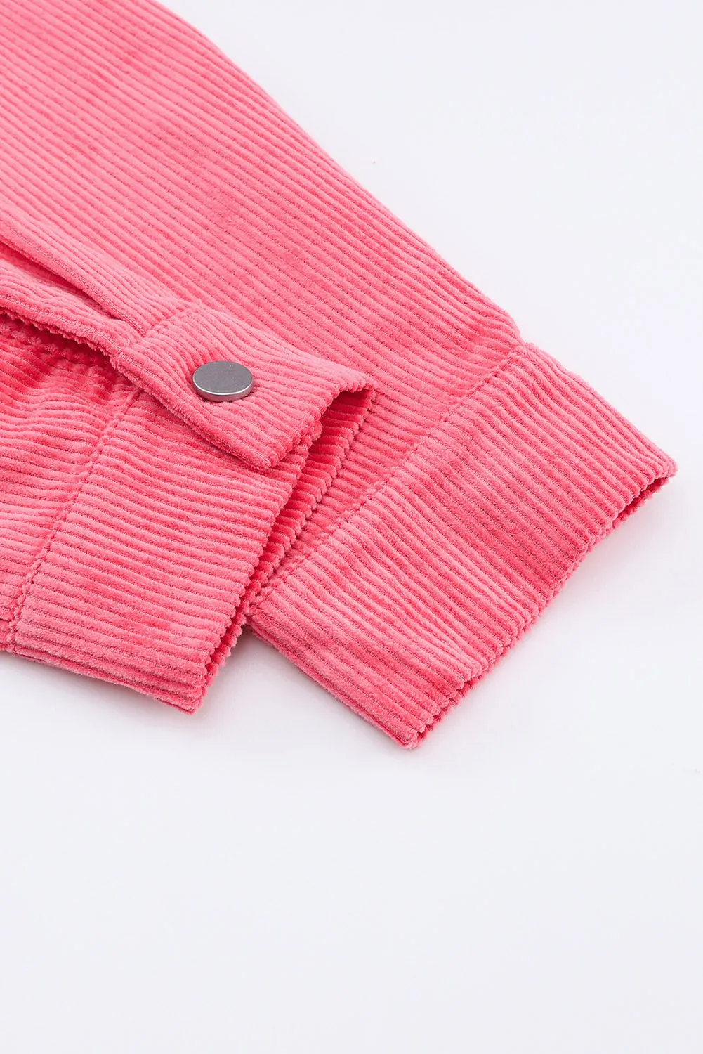Buttoned Flap Pocket Pink Corduroy Jacket