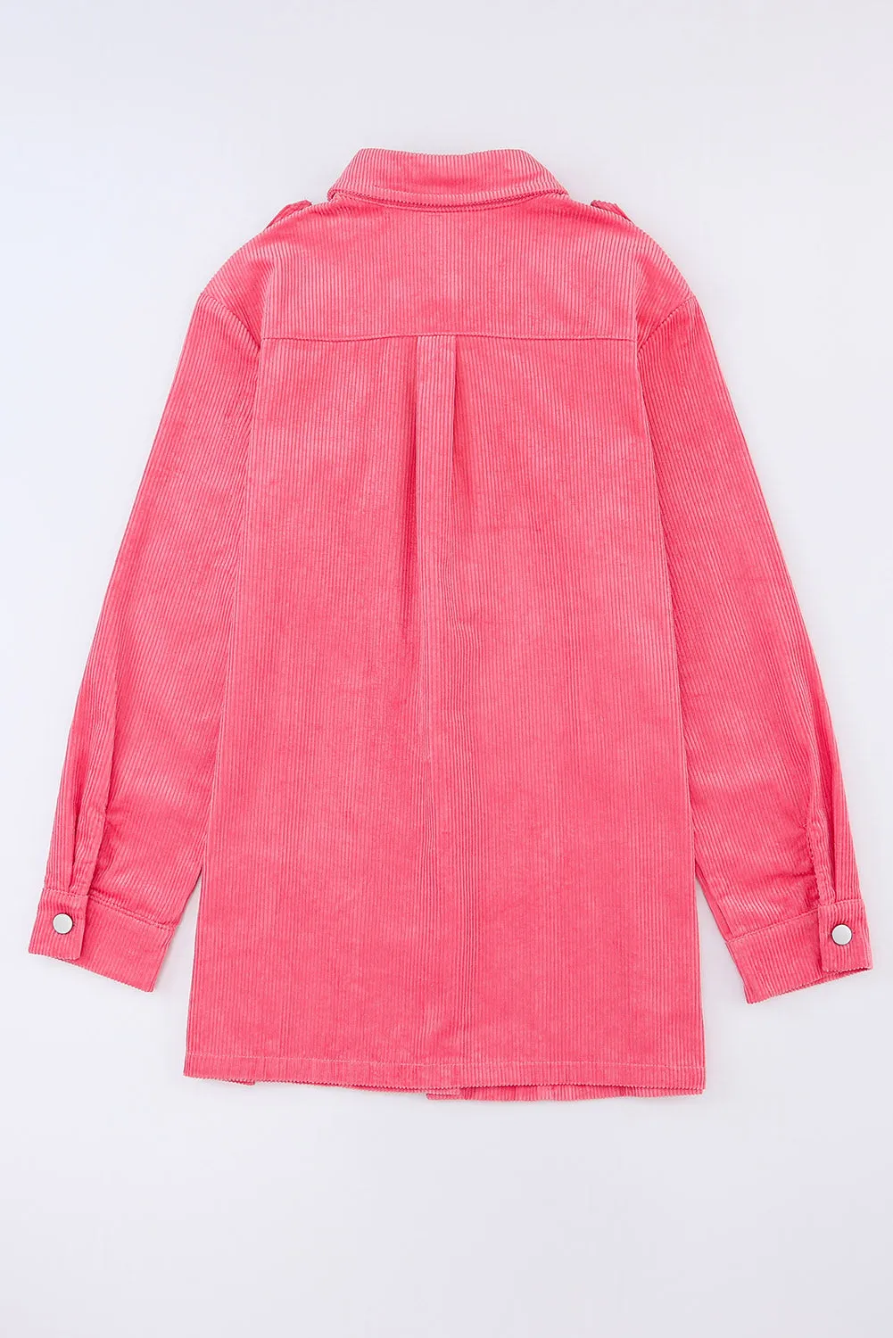 Buttoned Flap Pocket Pink Corduroy Jacket