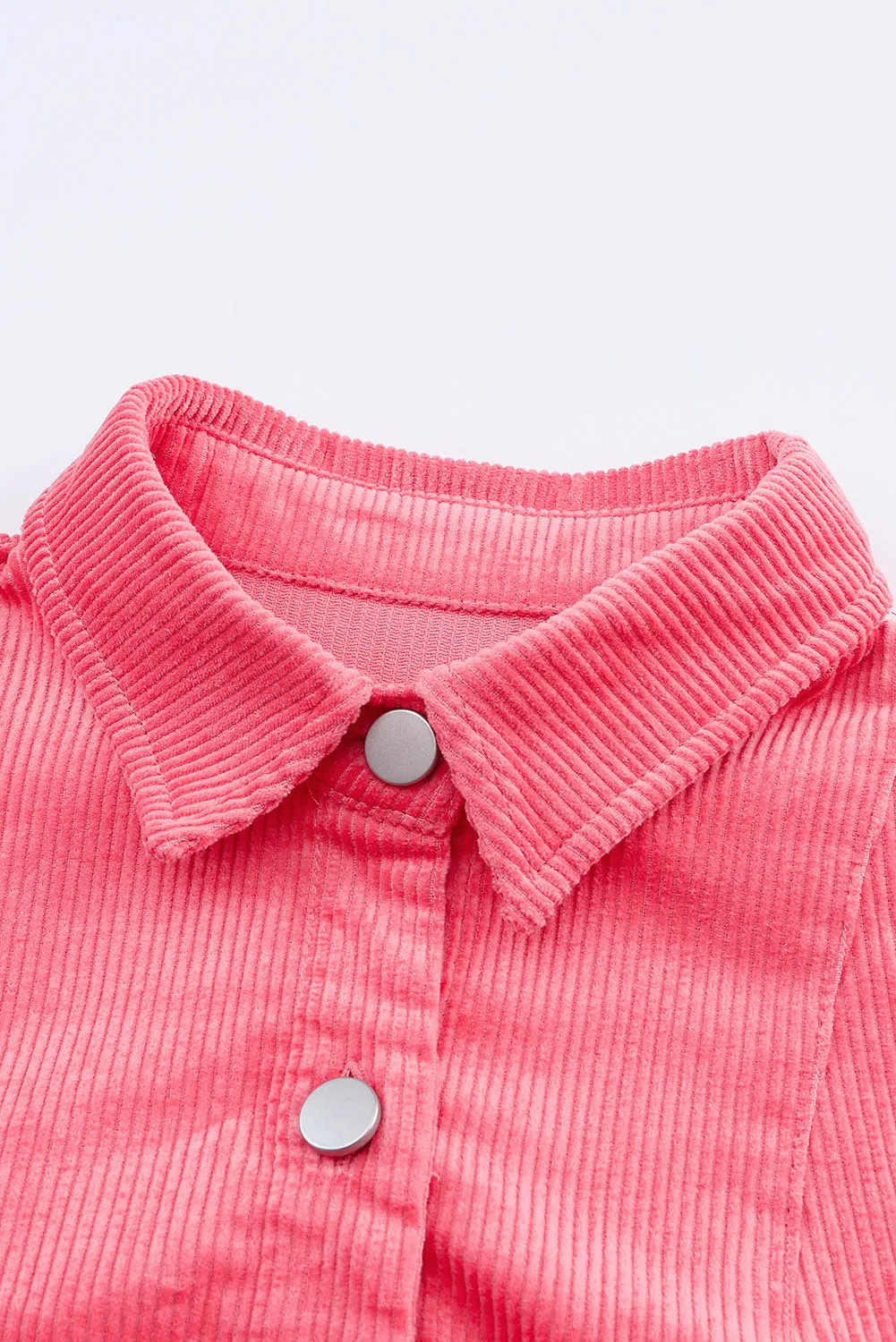 Buttoned Flap Pocket Pink Corduroy Jacket
