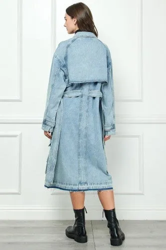 Cargo Pocket Denim Trench Coat