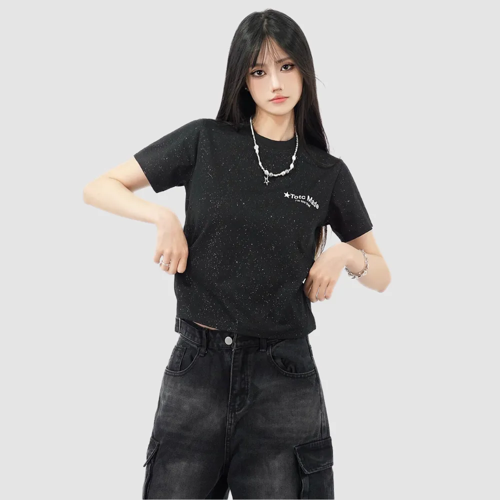 Casual Sequined Gypsophila T-shirt