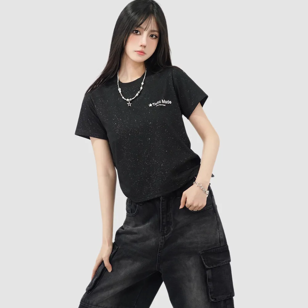 Casual Sequined Gypsophila T-shirt