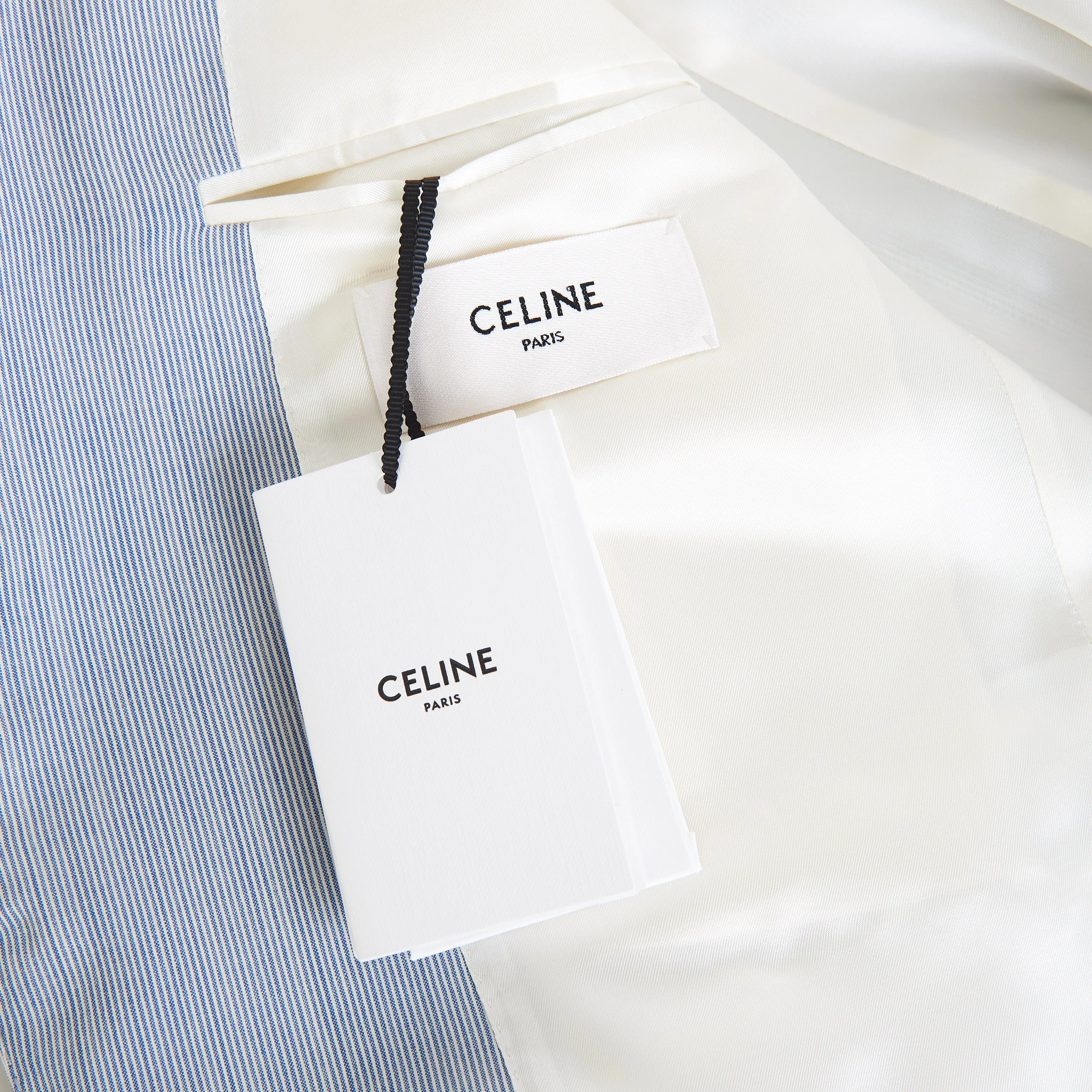 Classic Blazer Jacket - Blue/White Striped Wool & Silk