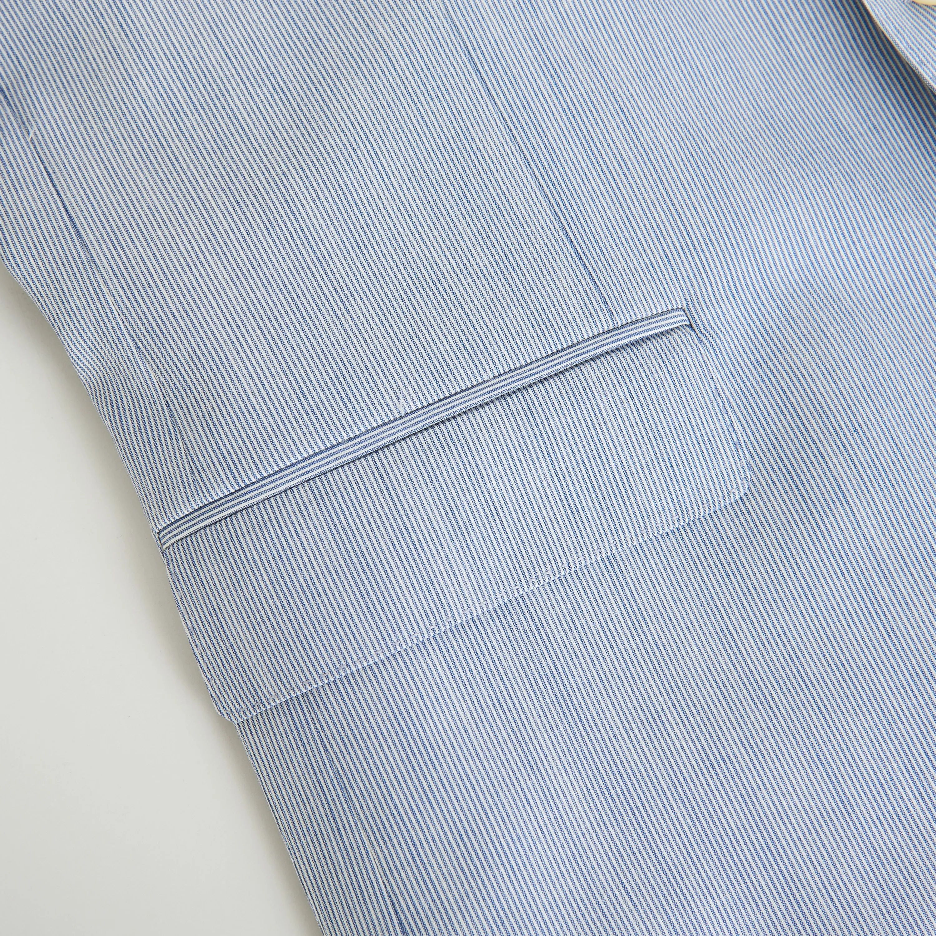 Classic Blazer Jacket - Blue/White Striped Wool & Silk