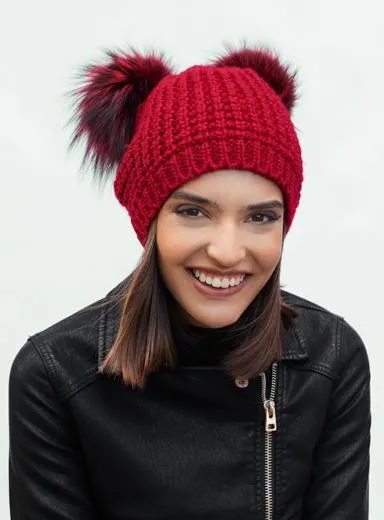 Classic Fur Double Pom Beanie