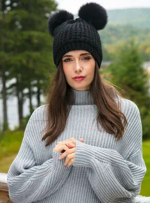 Classic Fur Double Pom Beanie