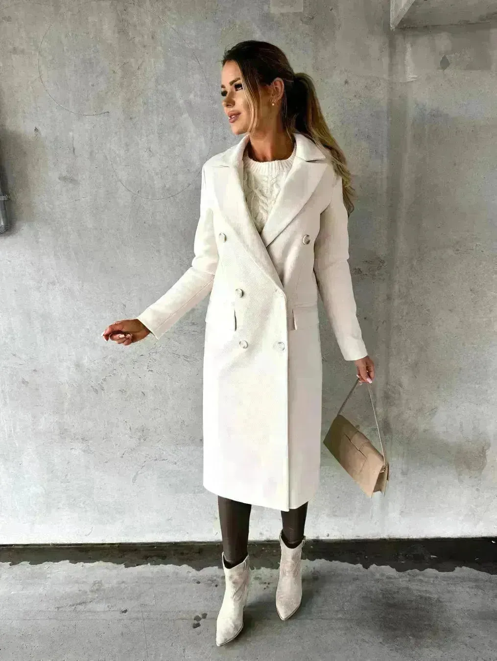 Classy Fashion Long Winter Coat Office Workwear for ladies Long Blazer overcoat