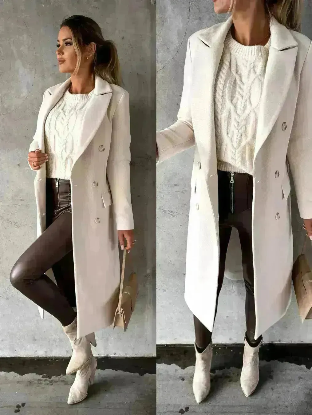 Classy Fashion Long Winter Coat Office Workwear for ladies Long Blazer overcoat