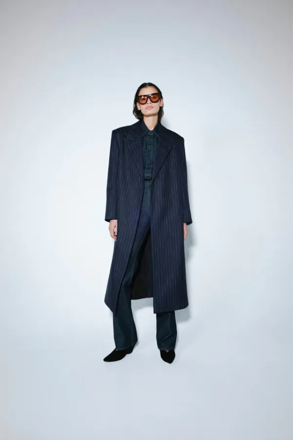 Clemence Blazer Coat Navy Pinstripe