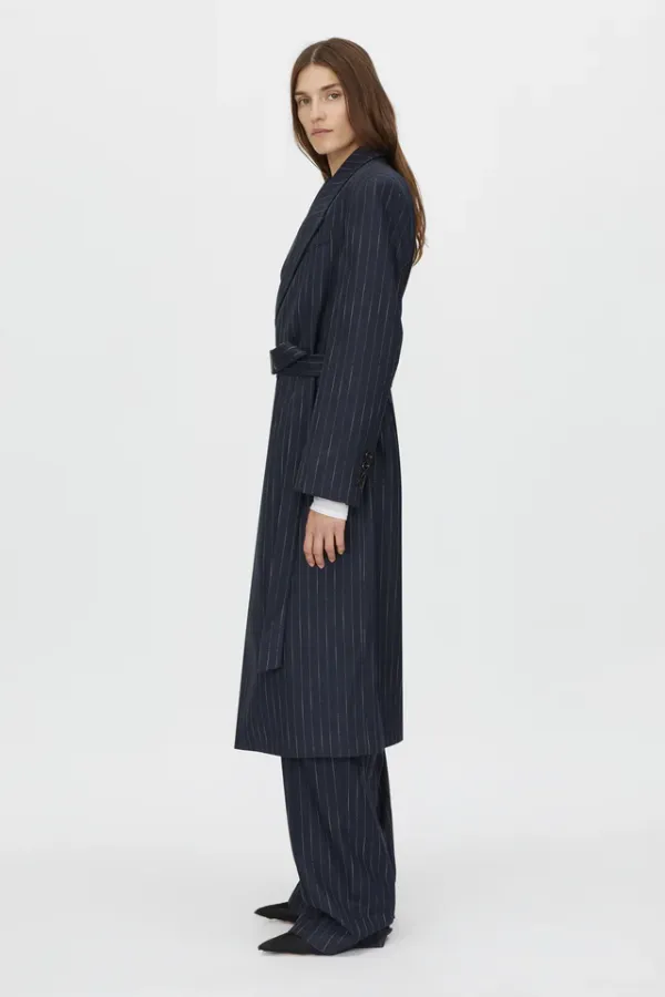 Clemence Blazer Coat Navy Pinstripe