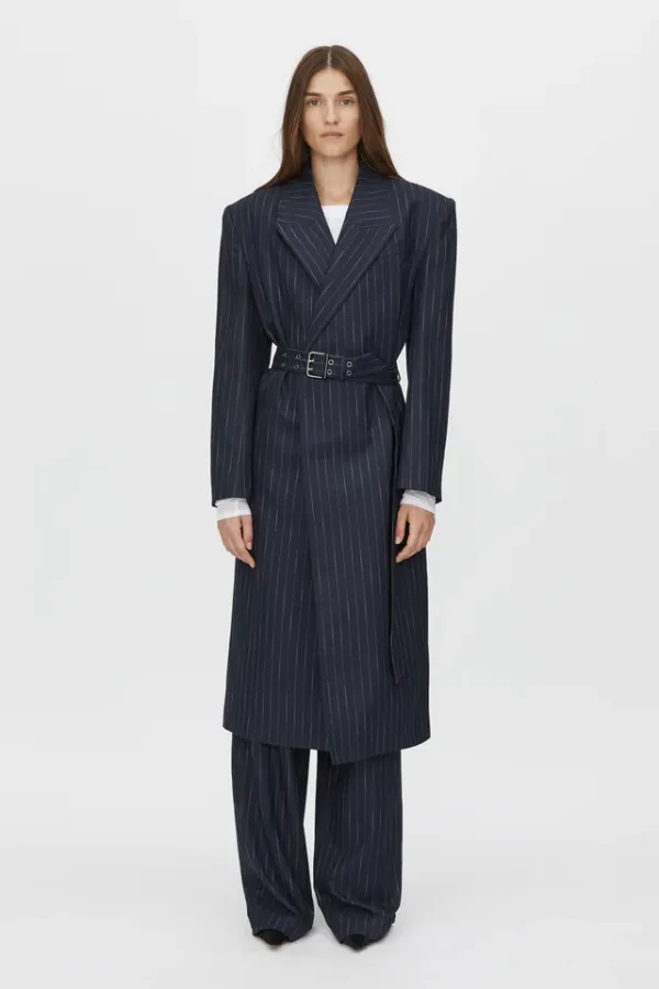Clemence Blazer Coat Navy Pinstripe