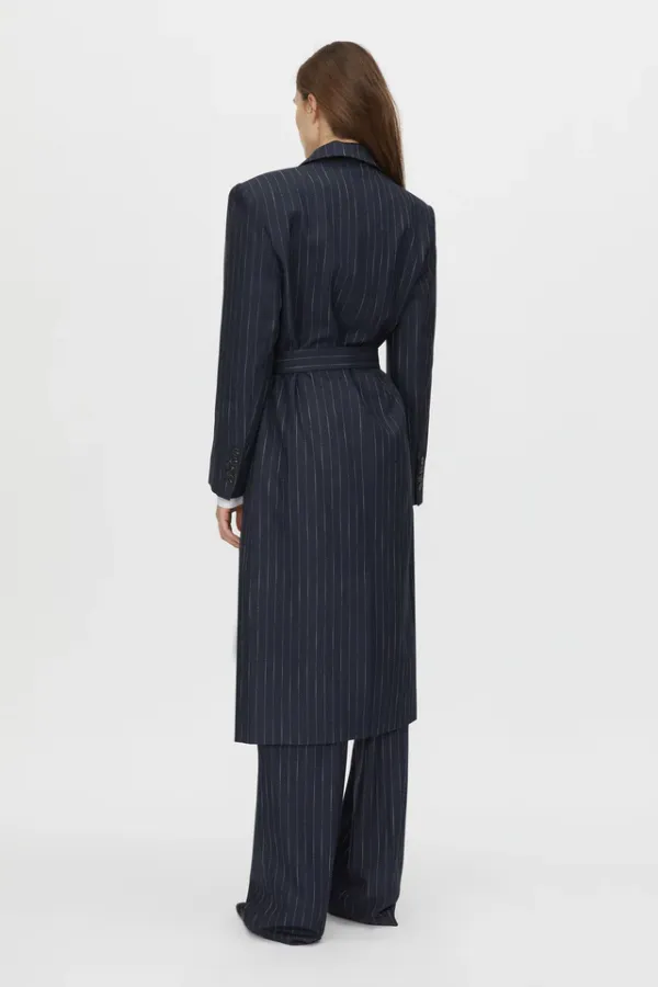 Clemence Blazer Coat Navy Pinstripe