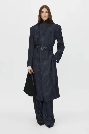 Clemence Blazer Coat Navy Pinstripe