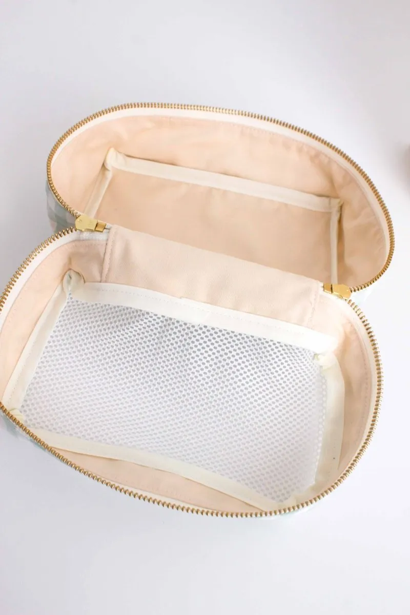 Coral Gingham Mini Luggage Cube "Outfits"   Bow