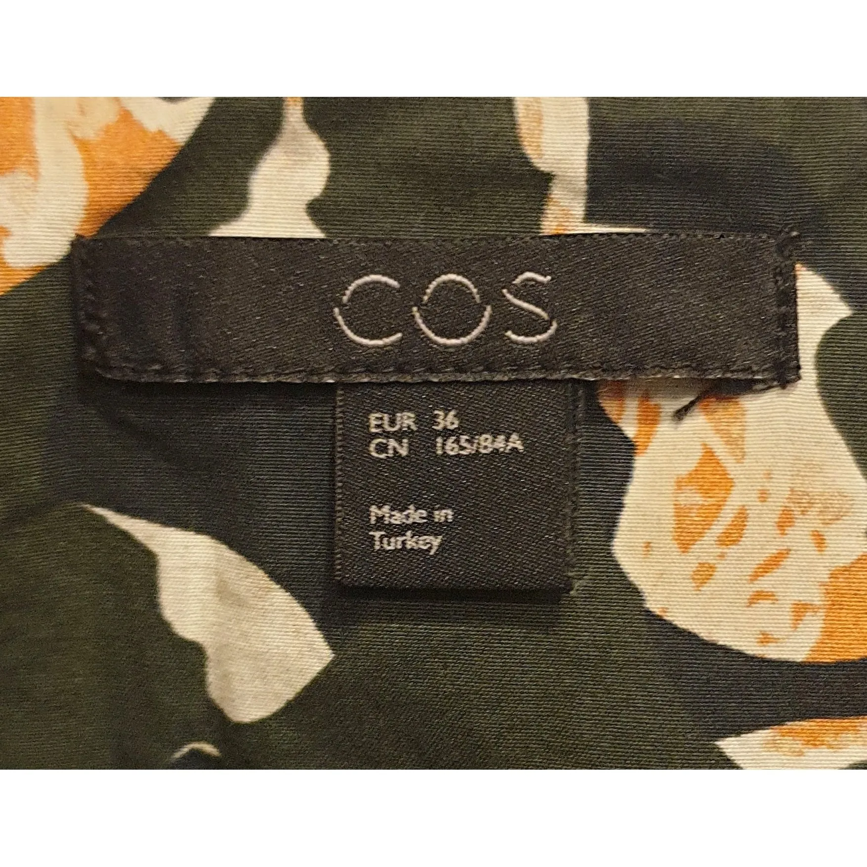 Cos dark green print 100% cotton light shirt jacket size 36 (best fits size 8)