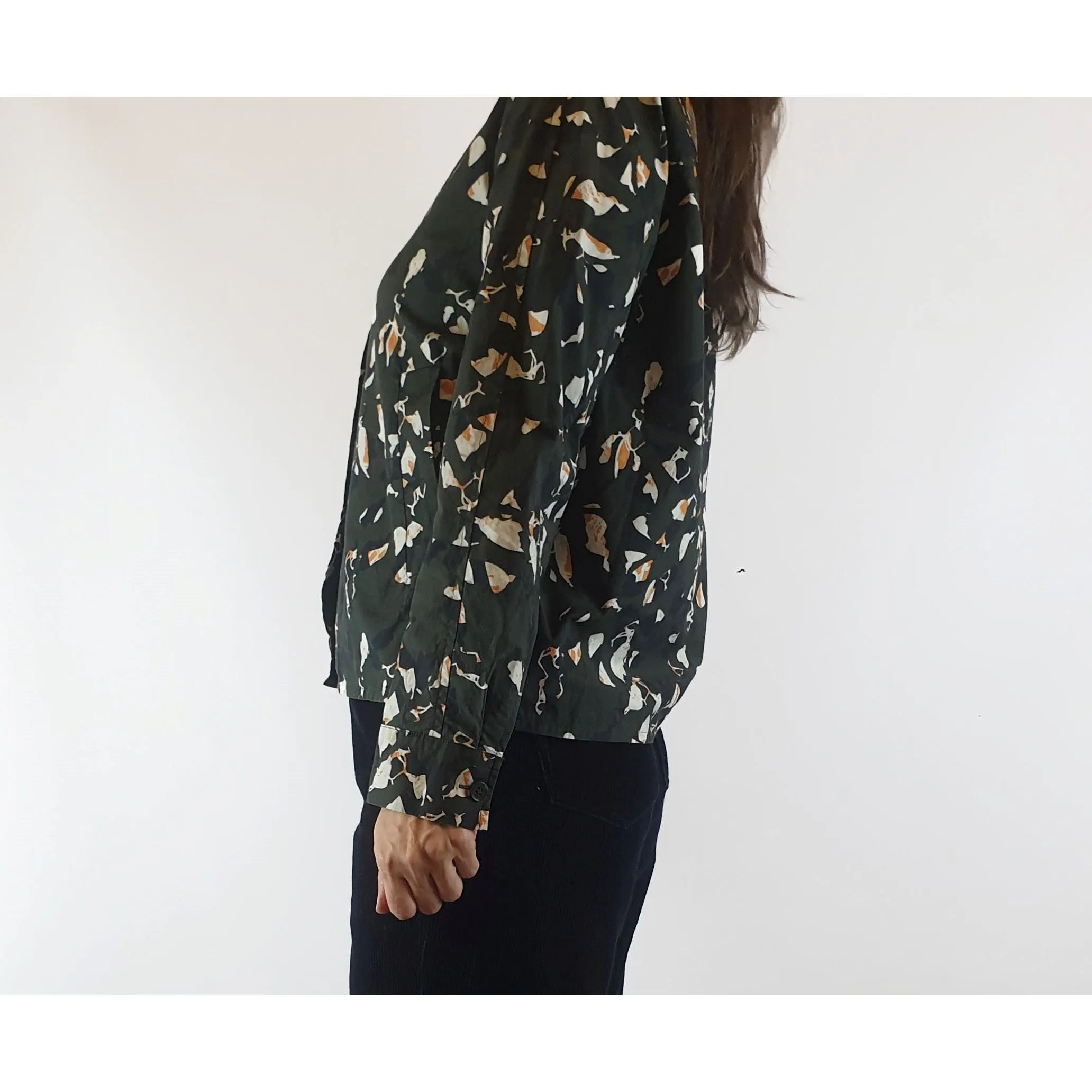 Cos dark green print 100% cotton light shirt jacket size 36 (best fits size 8)