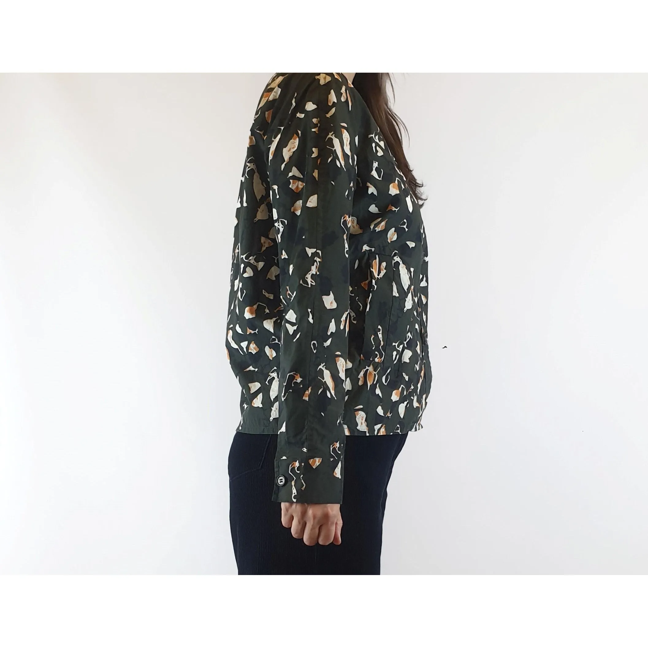 Cos dark green print 100% cotton light shirt jacket size 36 (best fits size 8)