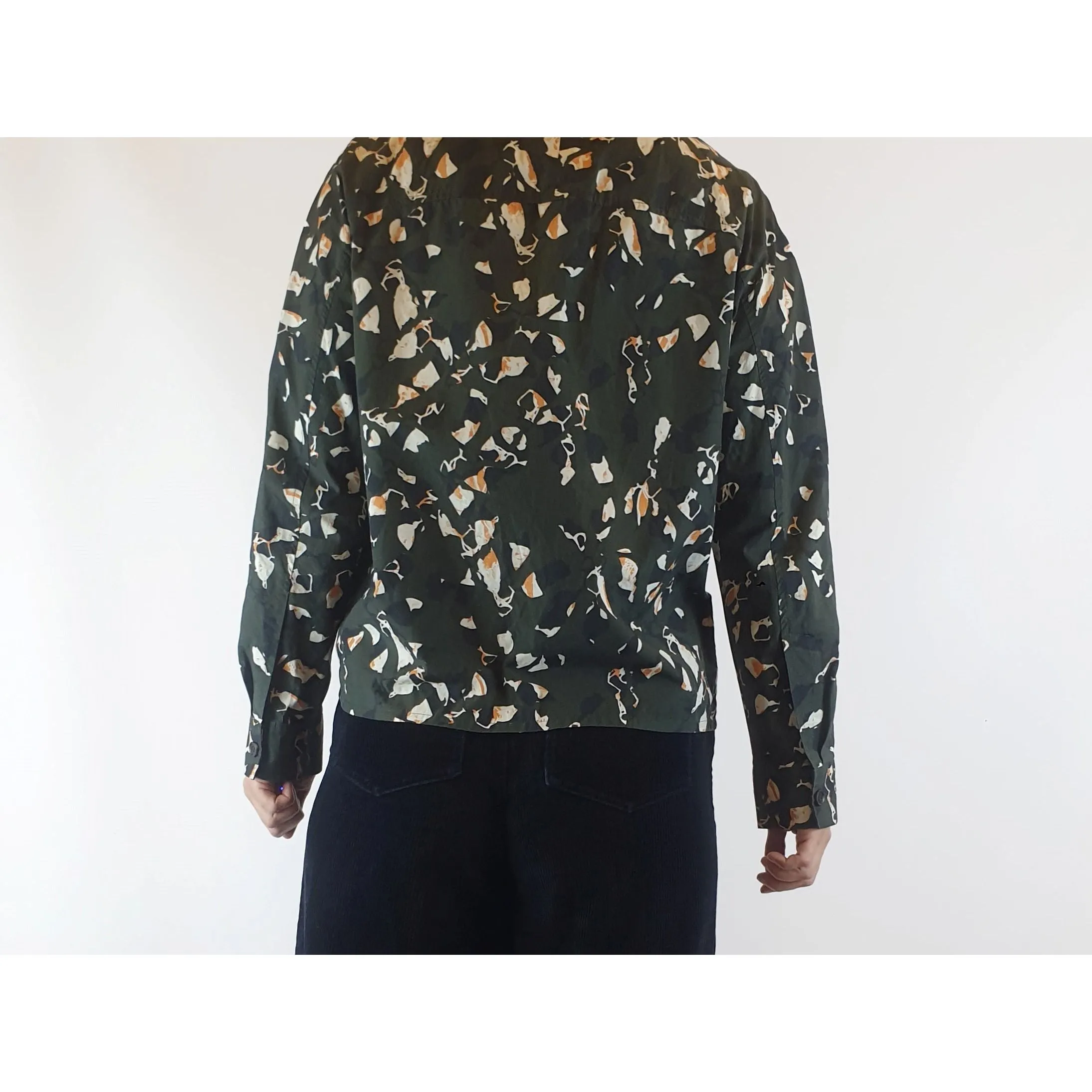 Cos dark green print 100% cotton light shirt jacket size 36 (best fits size 8)
