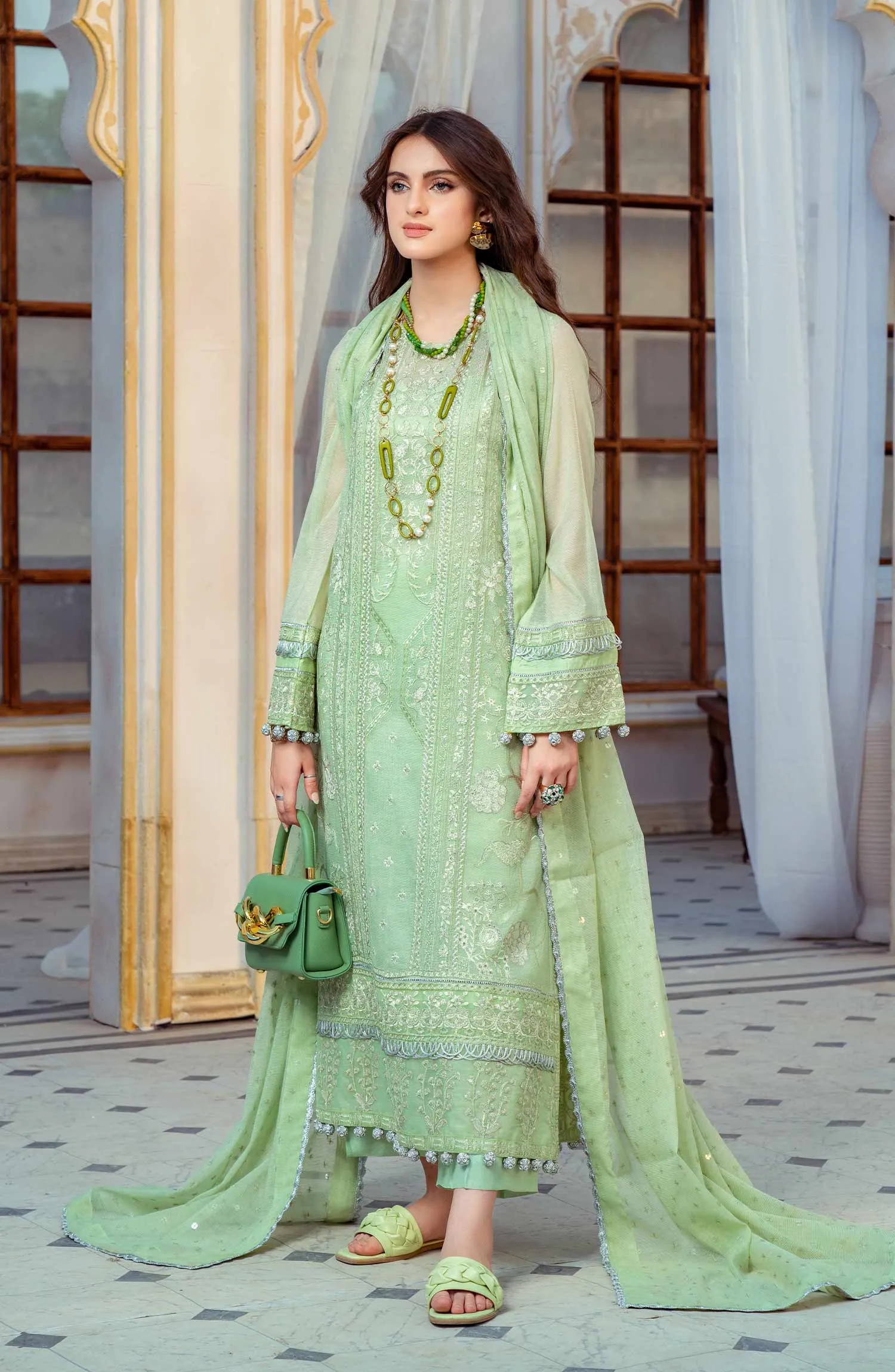 Cotton Net Salwar Kameez Pakistani Embroidered Dress