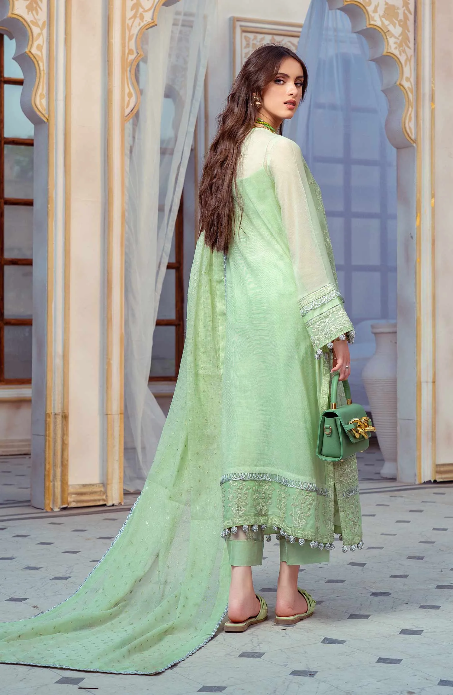 Cotton Net Salwar Kameez Pakistani Embroidered Dress