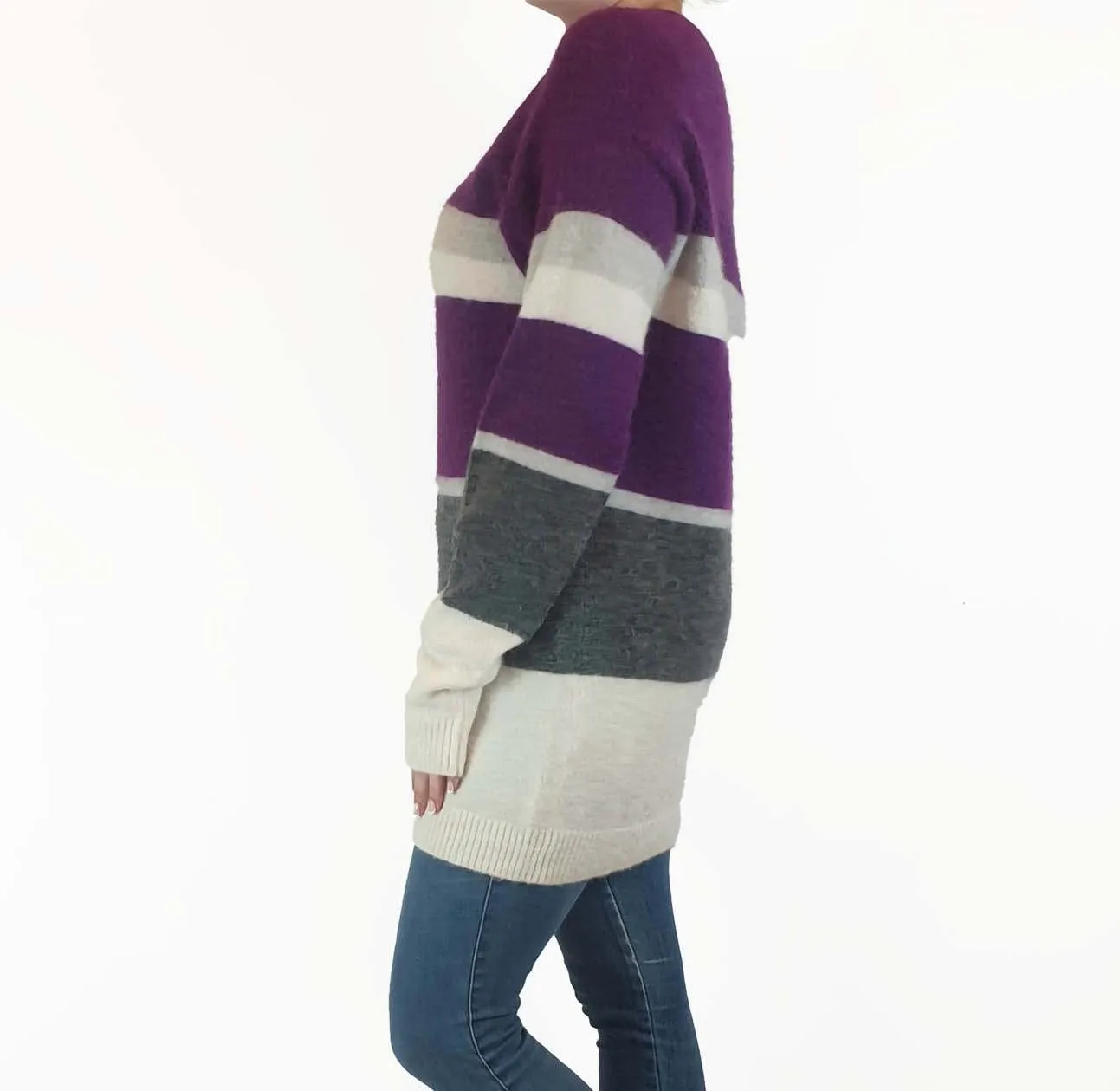 Country Road purple striped wool-alpaca knit jumper size S