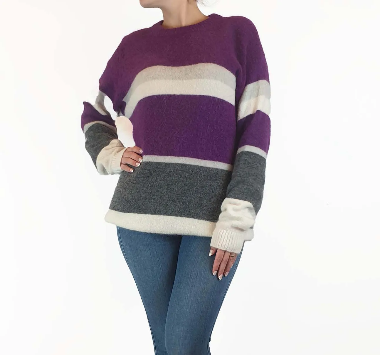 Country Road purple striped wool-alpaca knit jumper size S