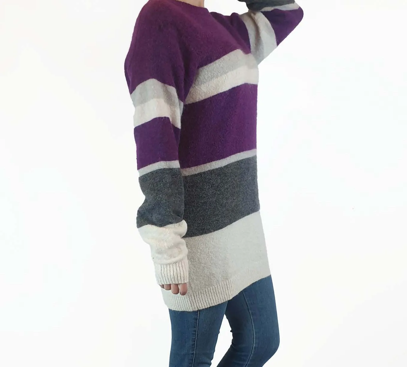 Country Road purple striped wool-alpaca knit jumper size S
