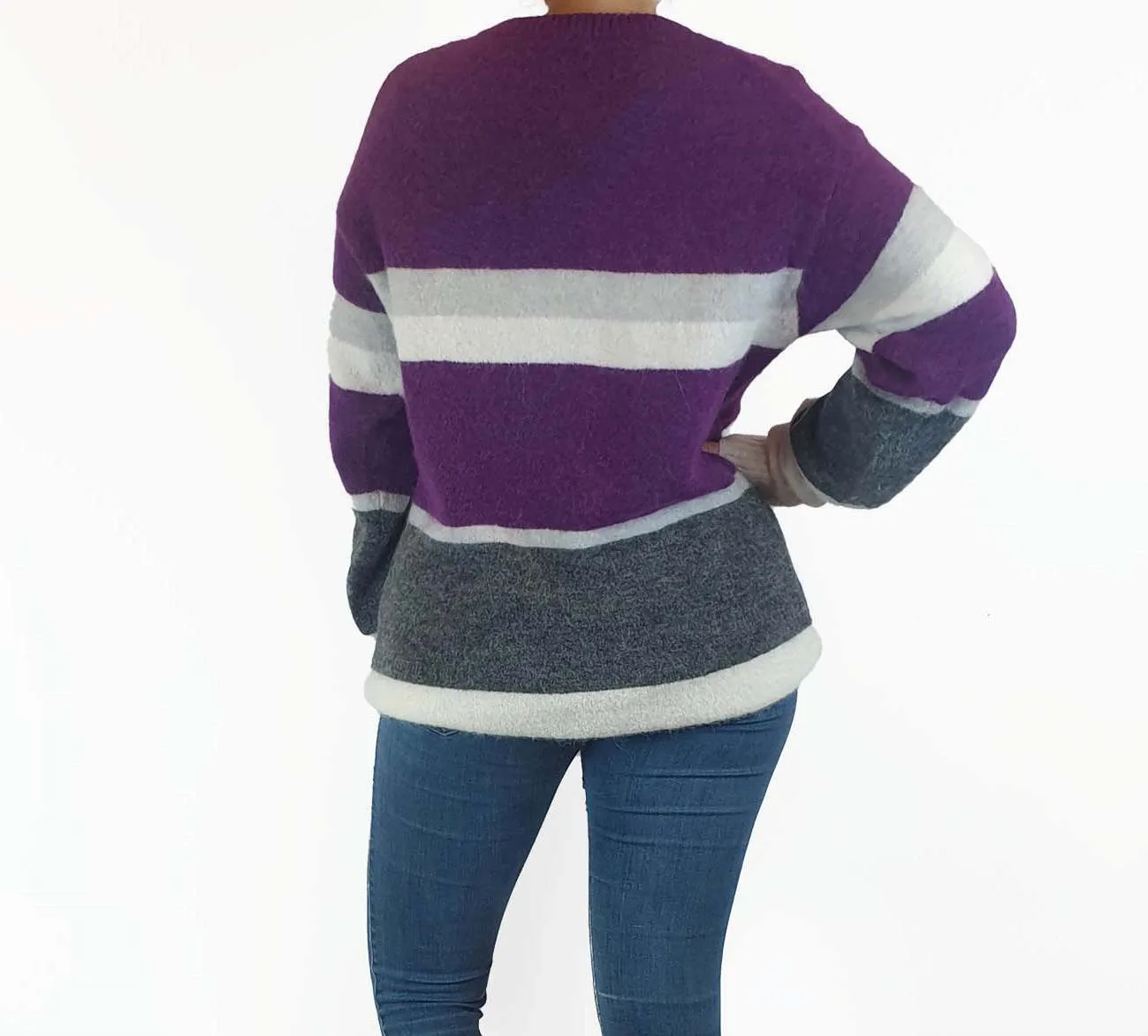 Country Road purple striped wool-alpaca knit jumper size S
