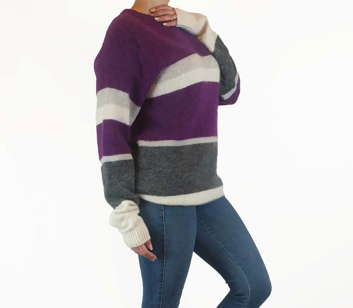 Country Road purple striped wool-alpaca knit jumper size S