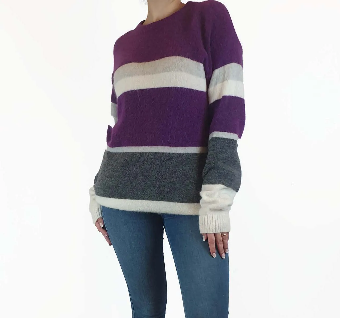 Country Road purple striped wool-alpaca knit jumper size S