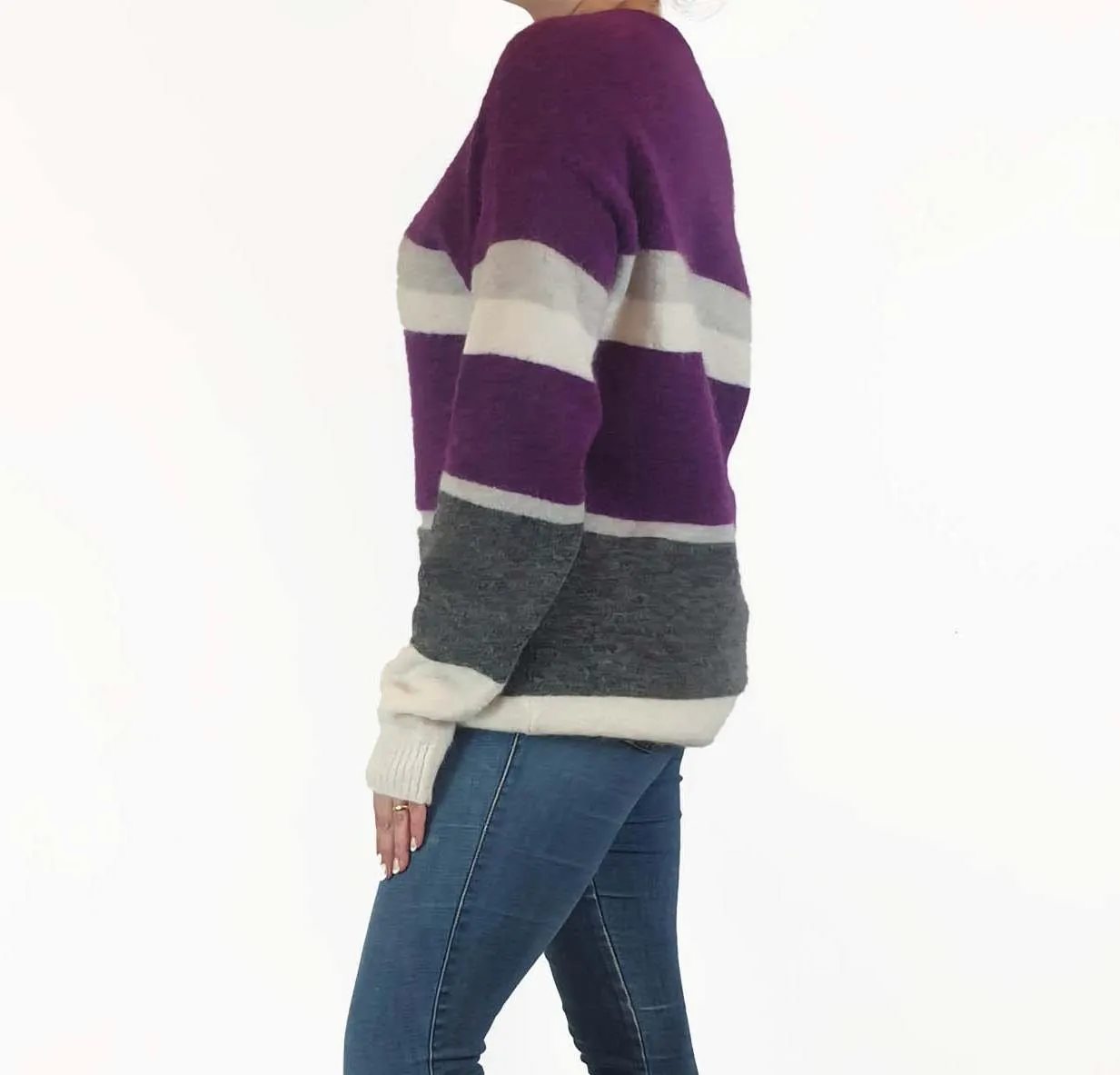 Country Road purple striped wool-alpaca knit jumper size S